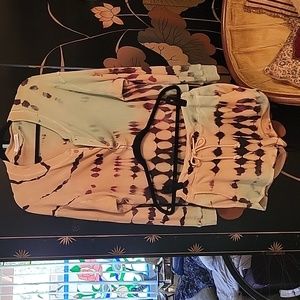 Tie dyed button front short set,w/pockets